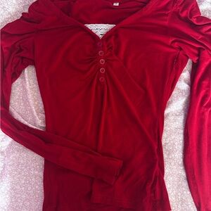 Women’s coquette long sleeve lace red top